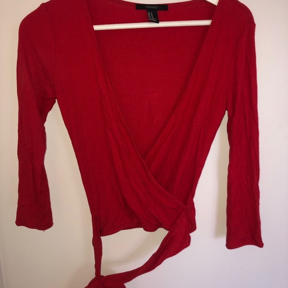 Red wrap top